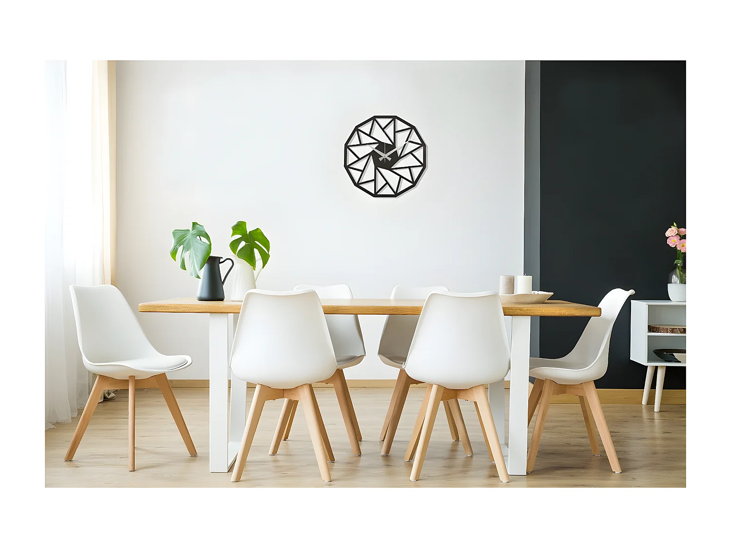 Horloge Murale Géométrique 7, Noir, 50x1,5x50 cm, EPIKASA