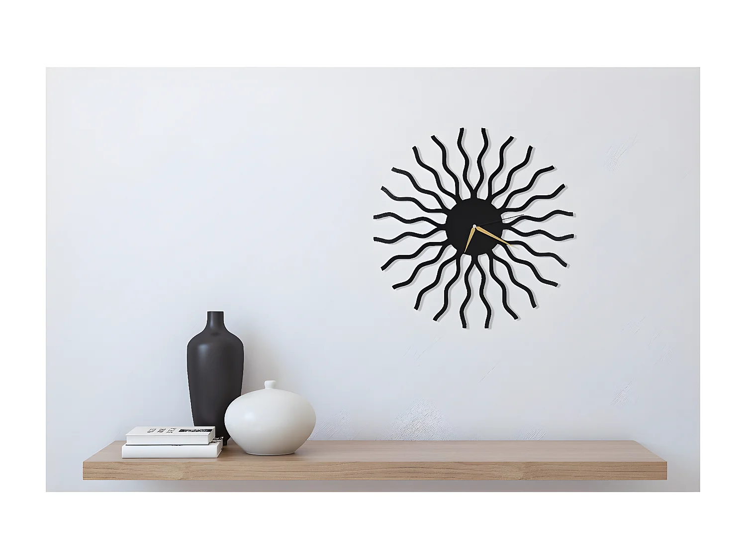 Horloge Murale Géométrique 5, Noir, 50x1,5x50 cm, EPIKASA