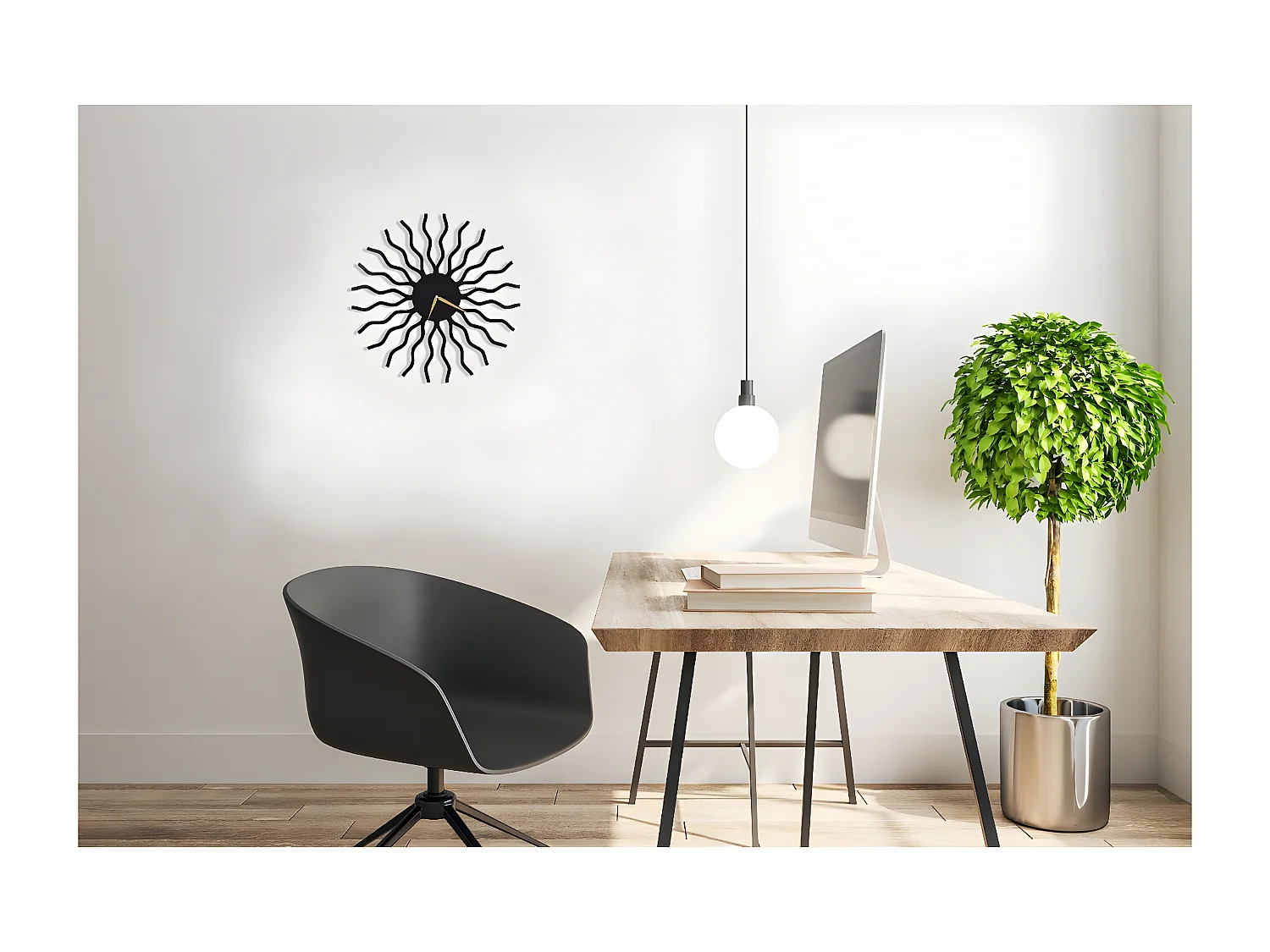 Horloge Murale Géométrique 5, Noir, 50x1,5x50 cm, EPIKASA