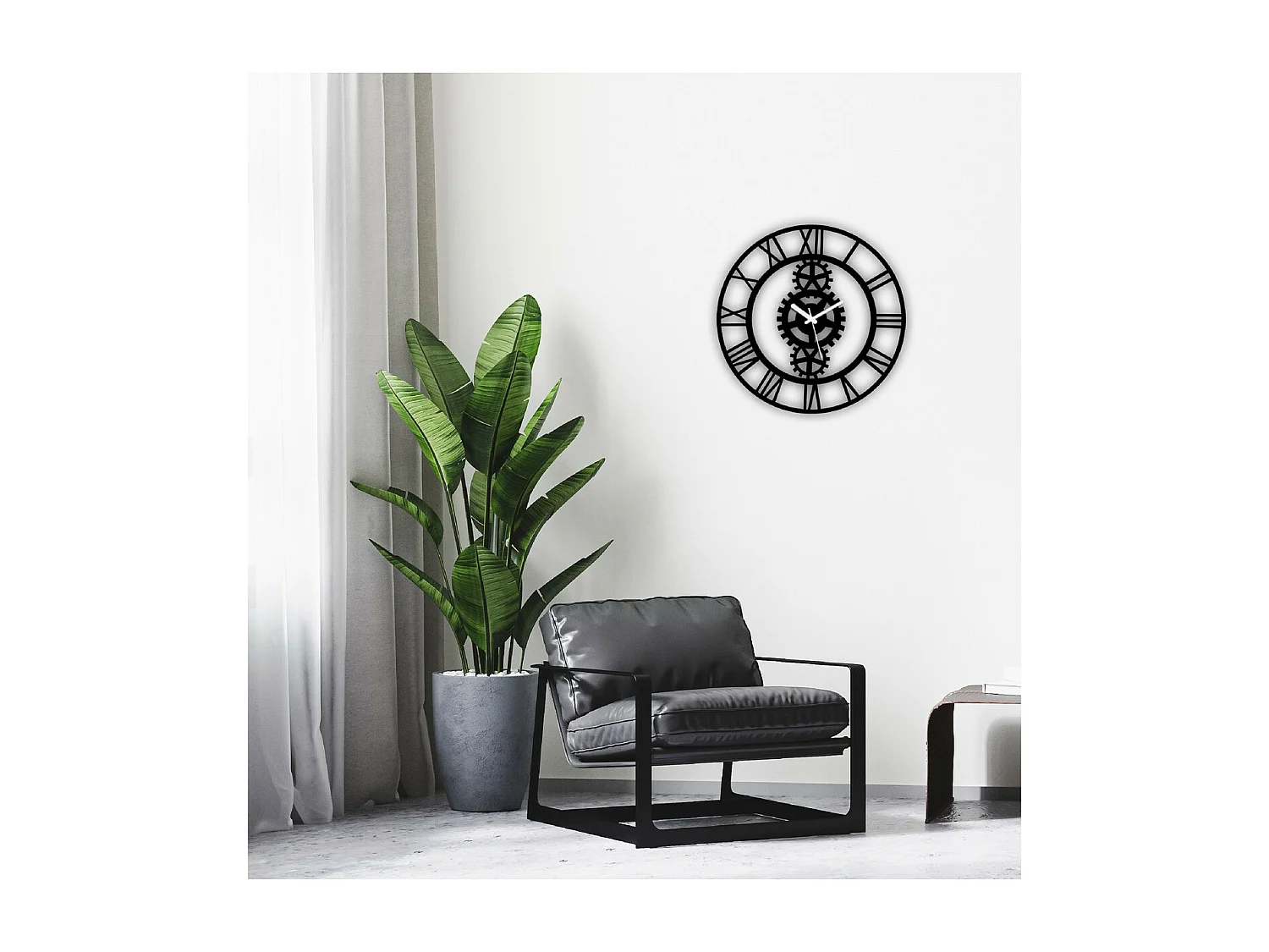 Horloge Murale Vintage 8, Noir, 50x1,5x50 cm, EPIKASA