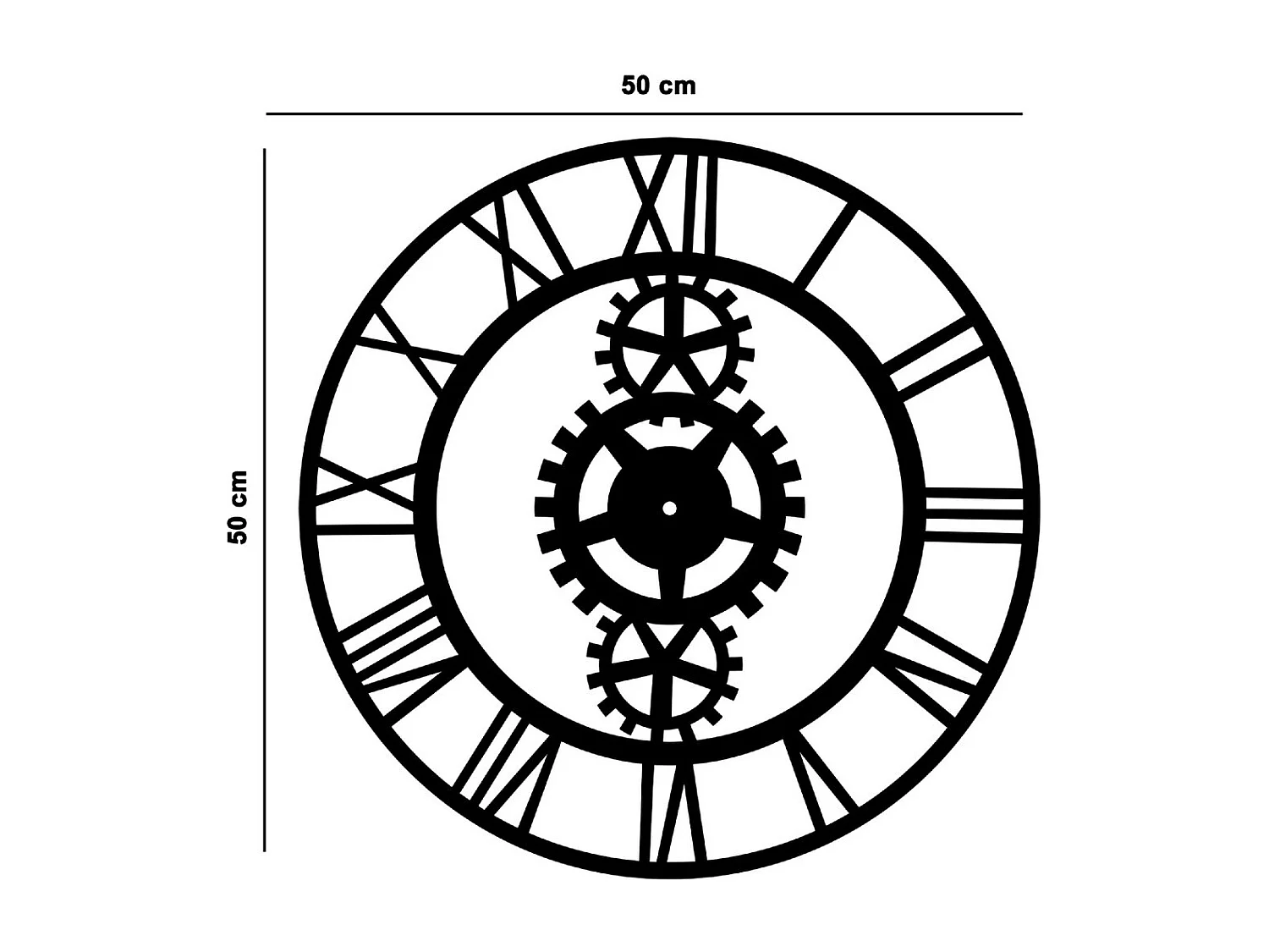 Horloge Murale Vintage 8, Noir, 50x1,5x50 cm, EPIKASA