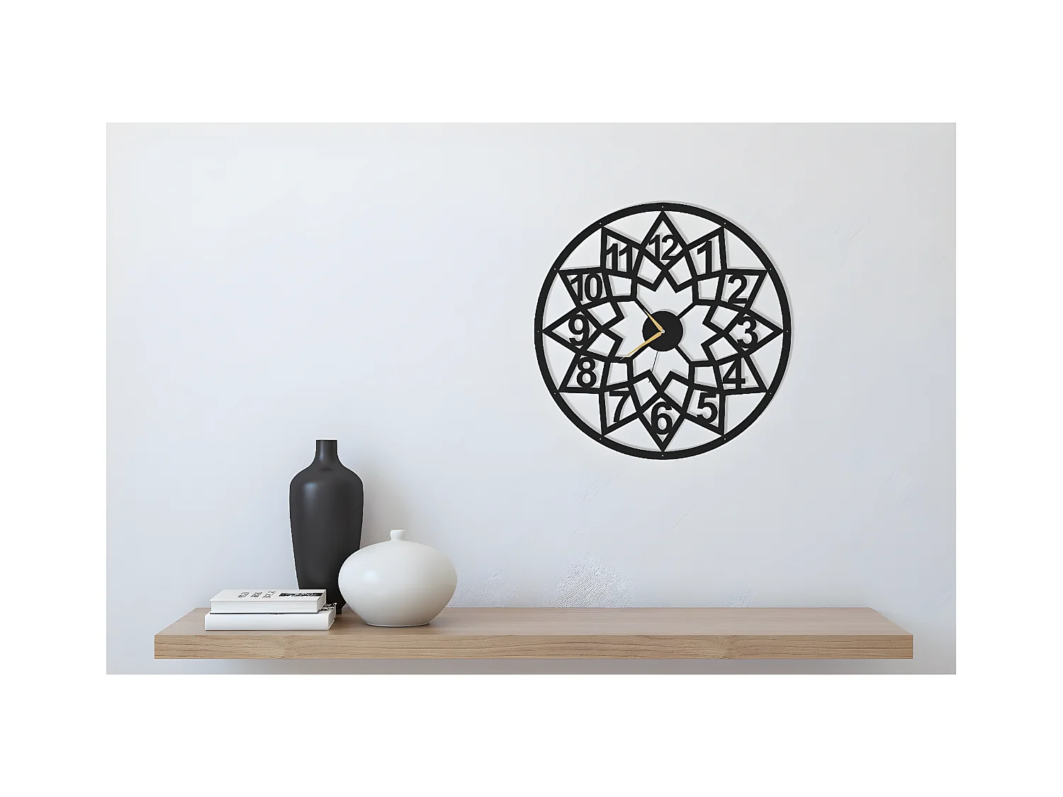 Horloge Murale Géométrique 4, Noir, 50x1,5x50 cm, EPIKASA