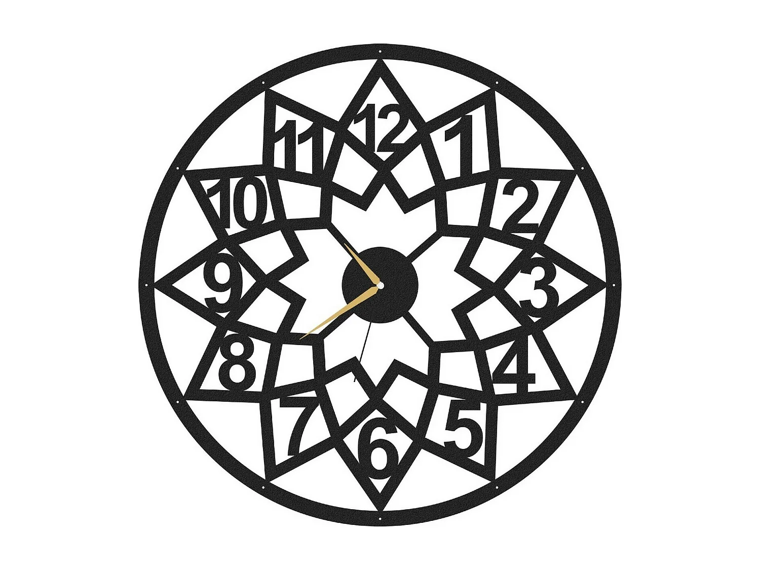 Horloge Murale Géométrique 4, Noir, 50x1,5x50 cm, EPIKASA