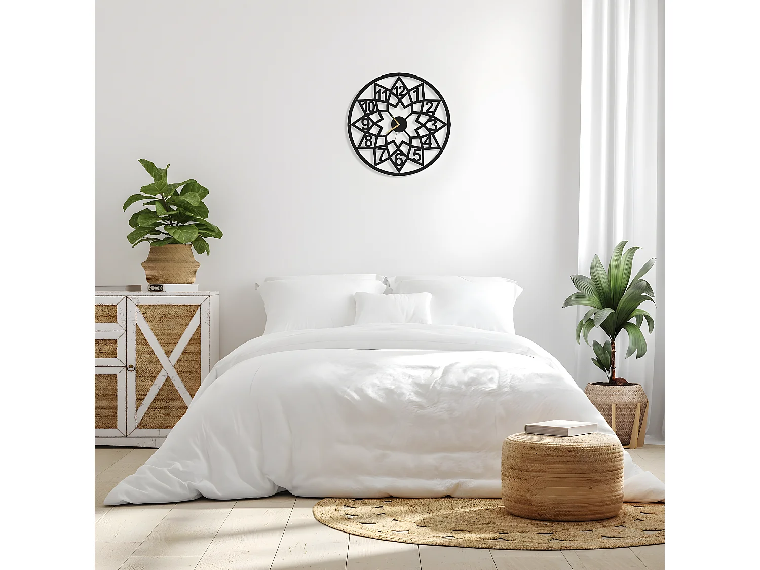 Horloge Murale Géométrique 4, Noir, 50x1,5x50 cm, EPIKASA