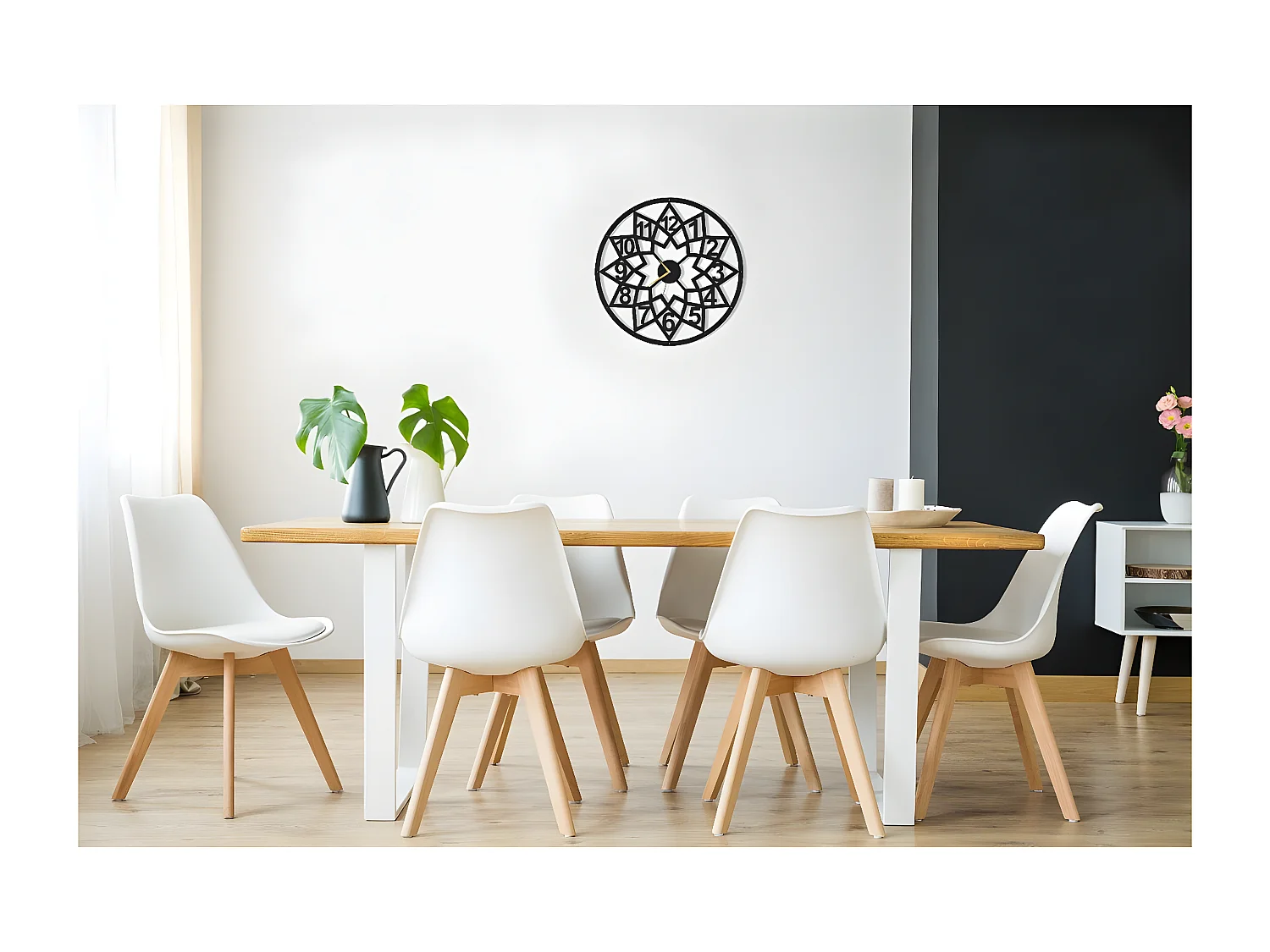 Horloge Murale Géométrique 4, Noir, 50x1,5x50 cm, EPIKASA