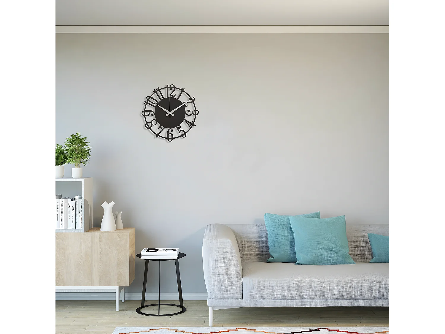 Wandklok Nummers 5 - Zwart - 50x1,5x50 cm - EPIKASA