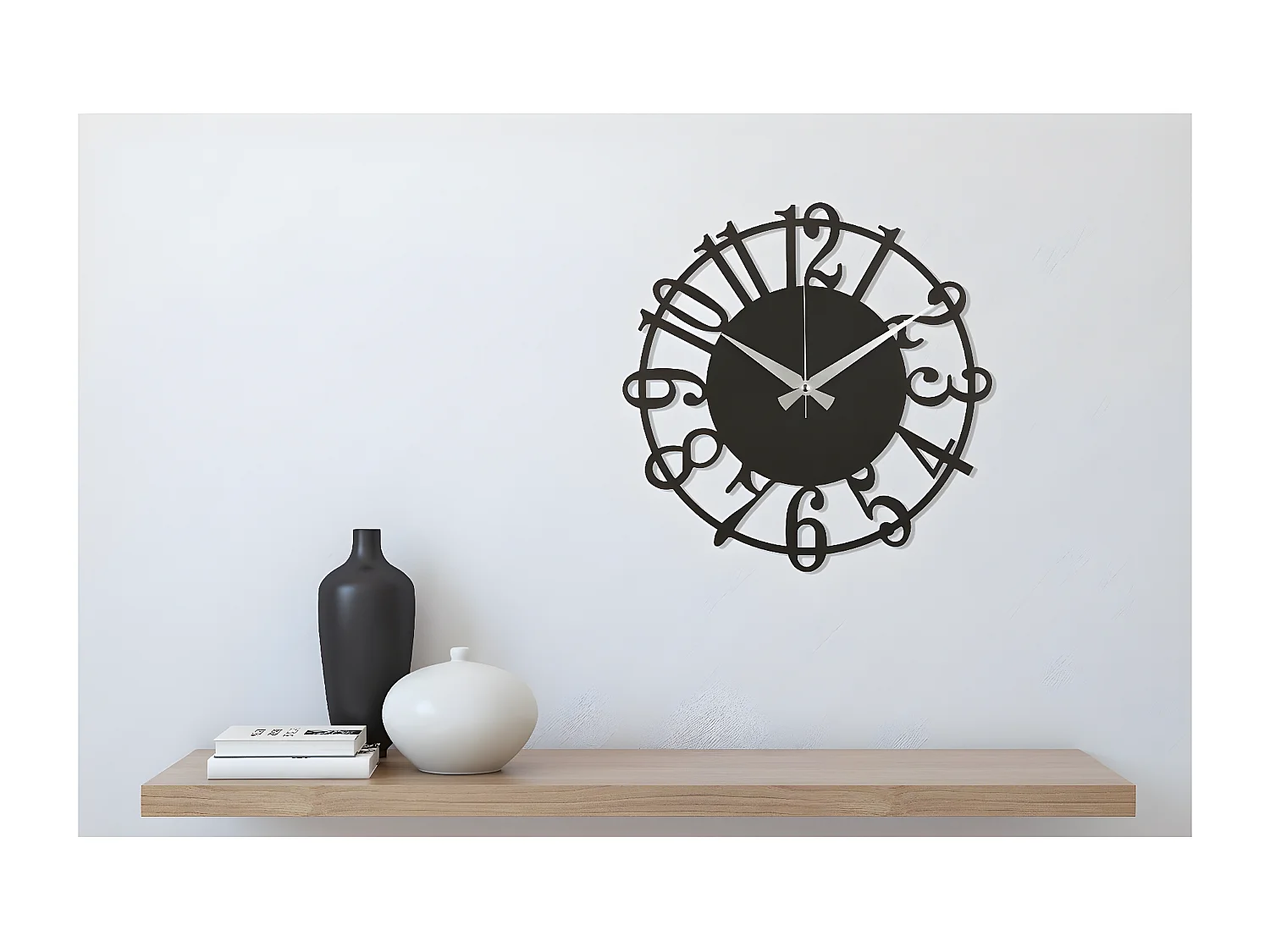 Wandklok Nummers 5 - Zwart - 50x1,5x50 cm - EPIKASA