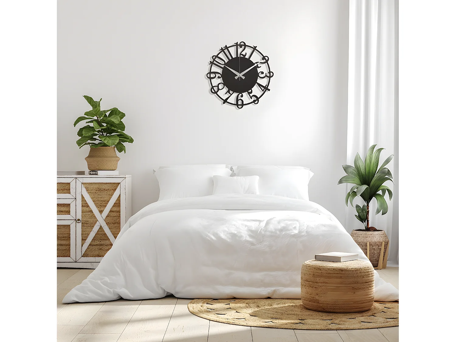 Wandklok Nummers 5 - Zwart - 50x1,5x50 cm - EPIKASA