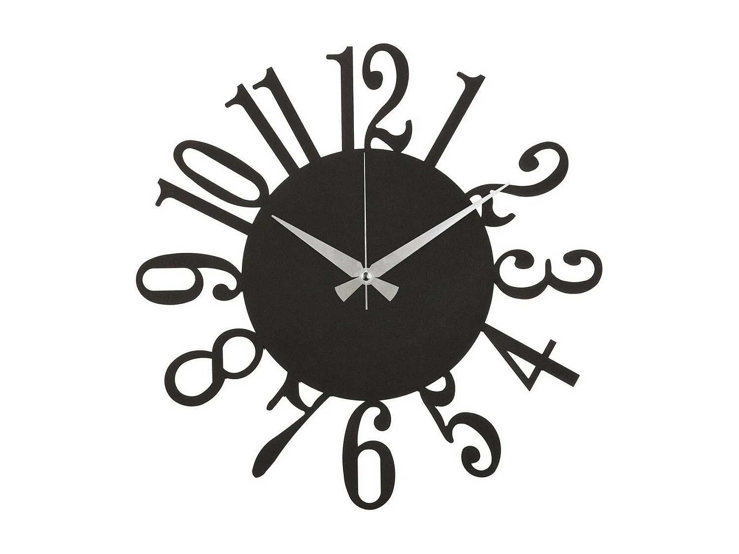 Horloge Murale Nombres 4, Noir, 50x1,5x50 cm, EPIKASA