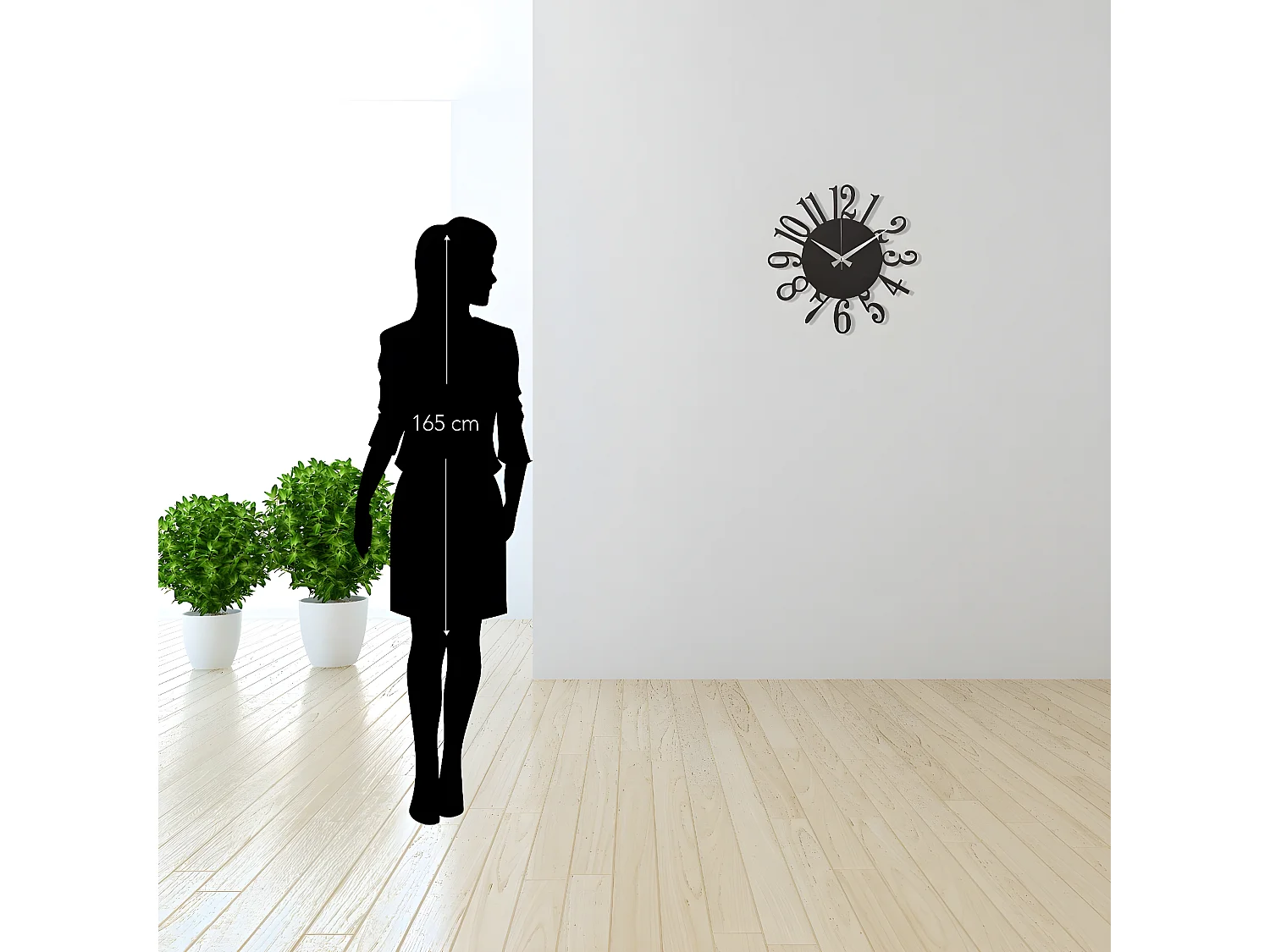 Horloge Murale Nombres 4, Noir, 50x1,5x50 cm, EPIKASA