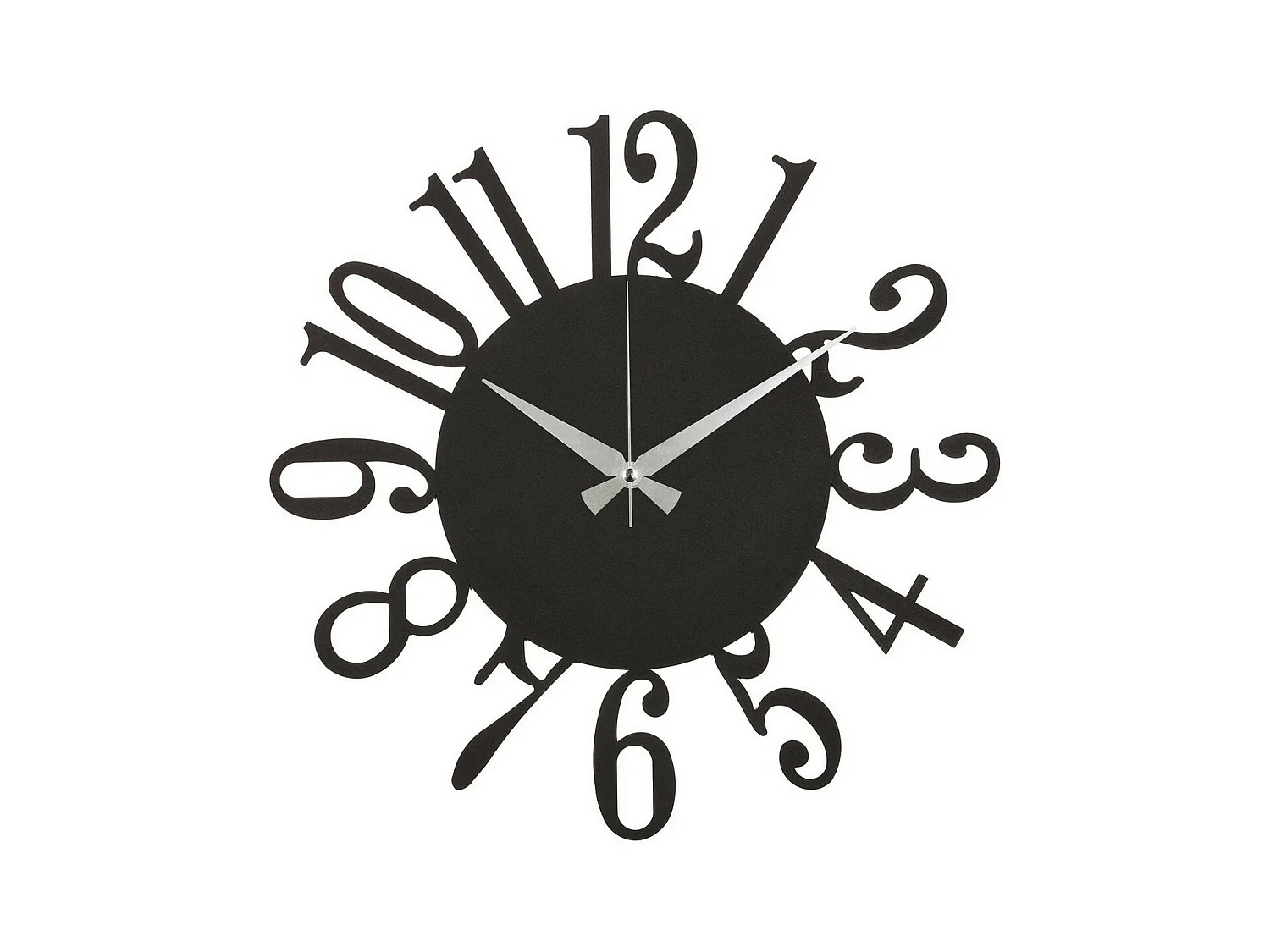 Horloge Murale Nombres 4, Noir, 50x1,5x50 cm, EPIKASA