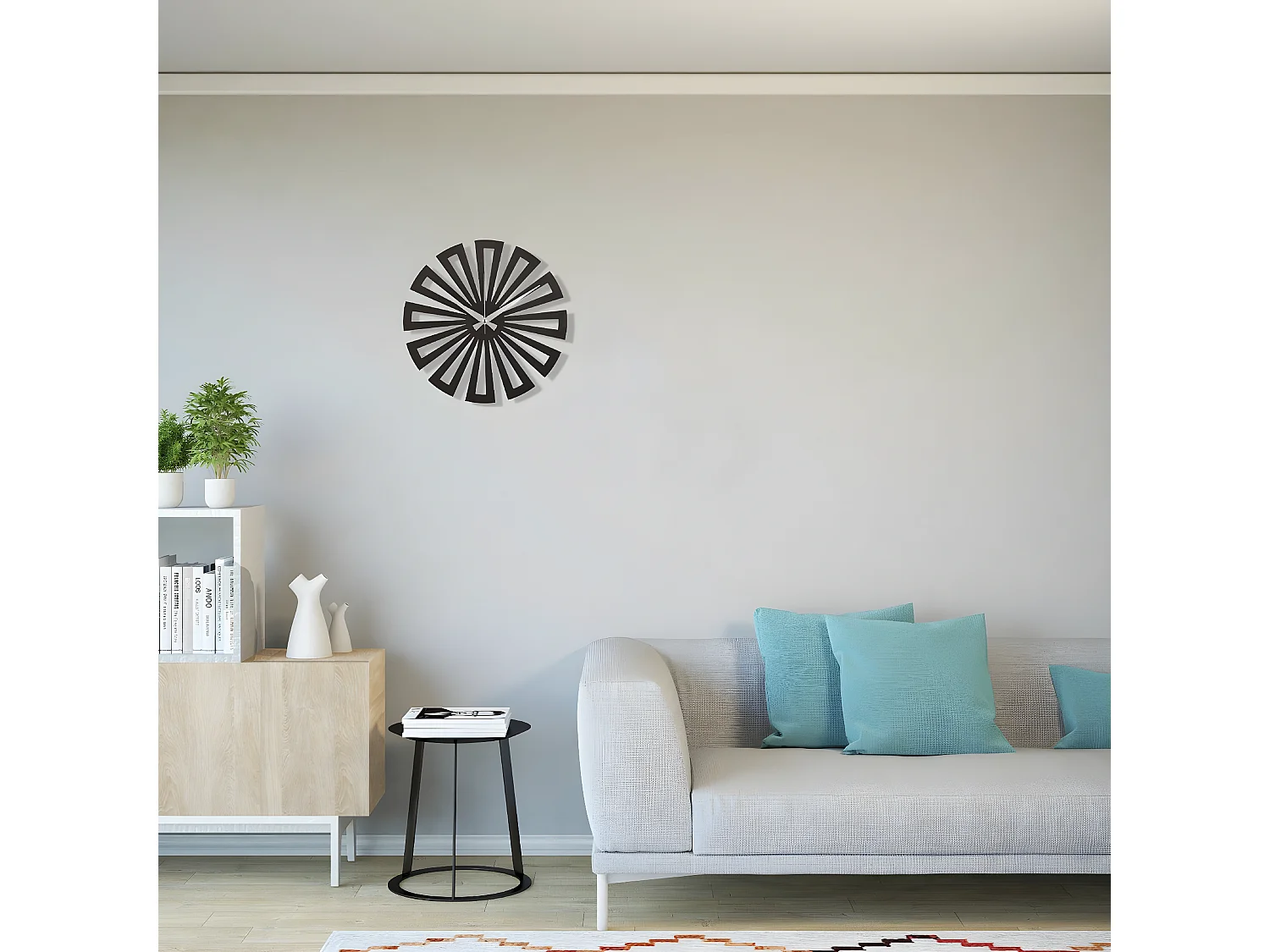 Wandklok Geometrisch 6 - Zwart - 50x1,5x50 cm - EPIKASA