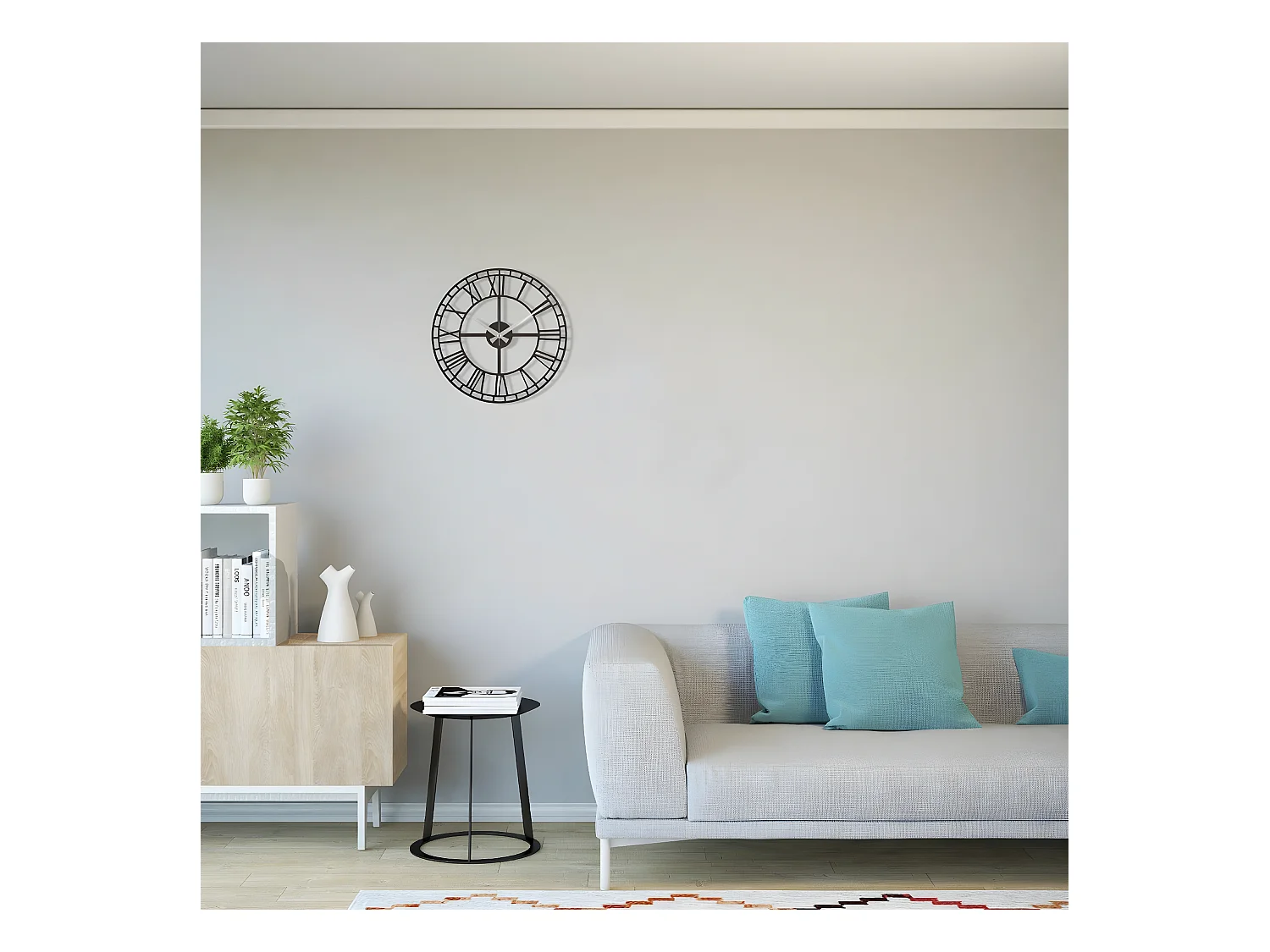Wandklok Vintage 9 - Zwart - 50x1,5x50 cm - EPIKASA