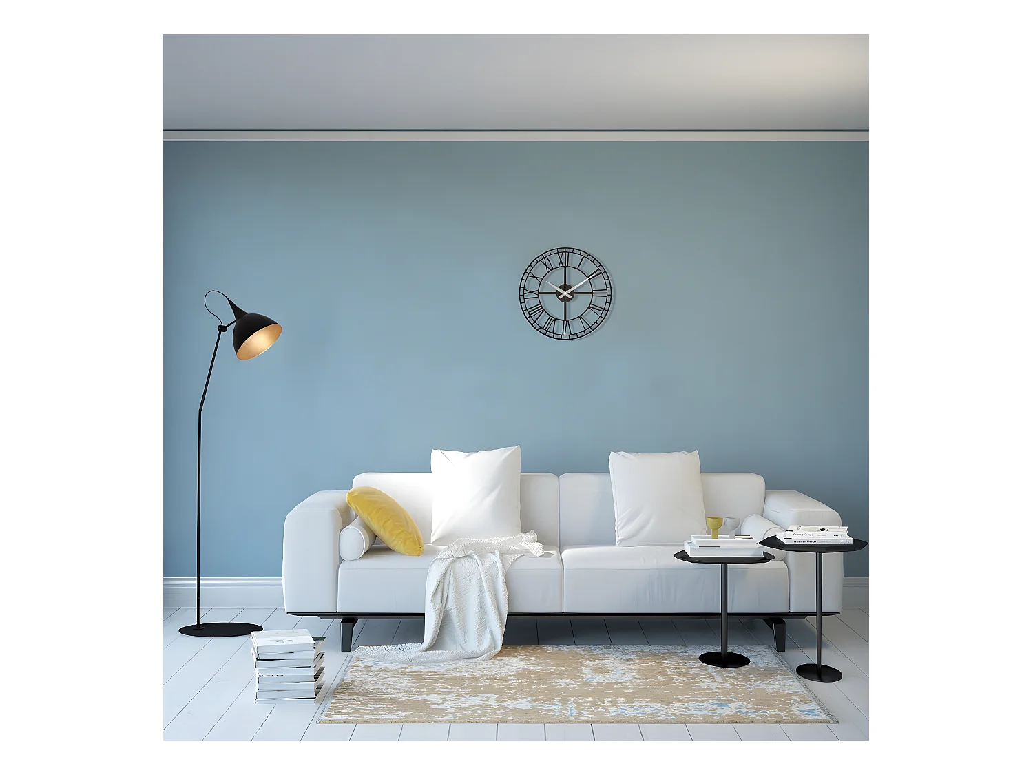 Wandklok Vintage 9 - Zwart - 50x1,5x50 cm - EPIKASA