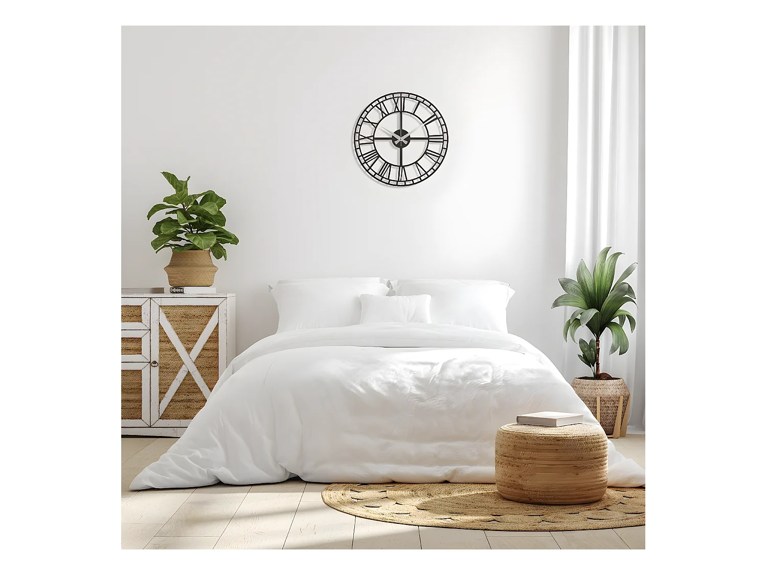 Wandklok Vintage 9 - Zwart - 50x1,5x50 cm - EPIKASA
