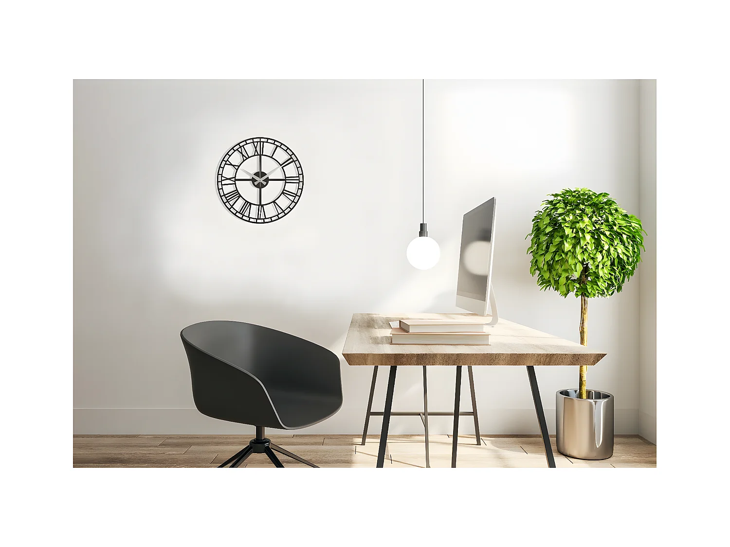 Wandklok Vintage 9 - Zwart - 50x1,5x50 cm - EPIKASA
