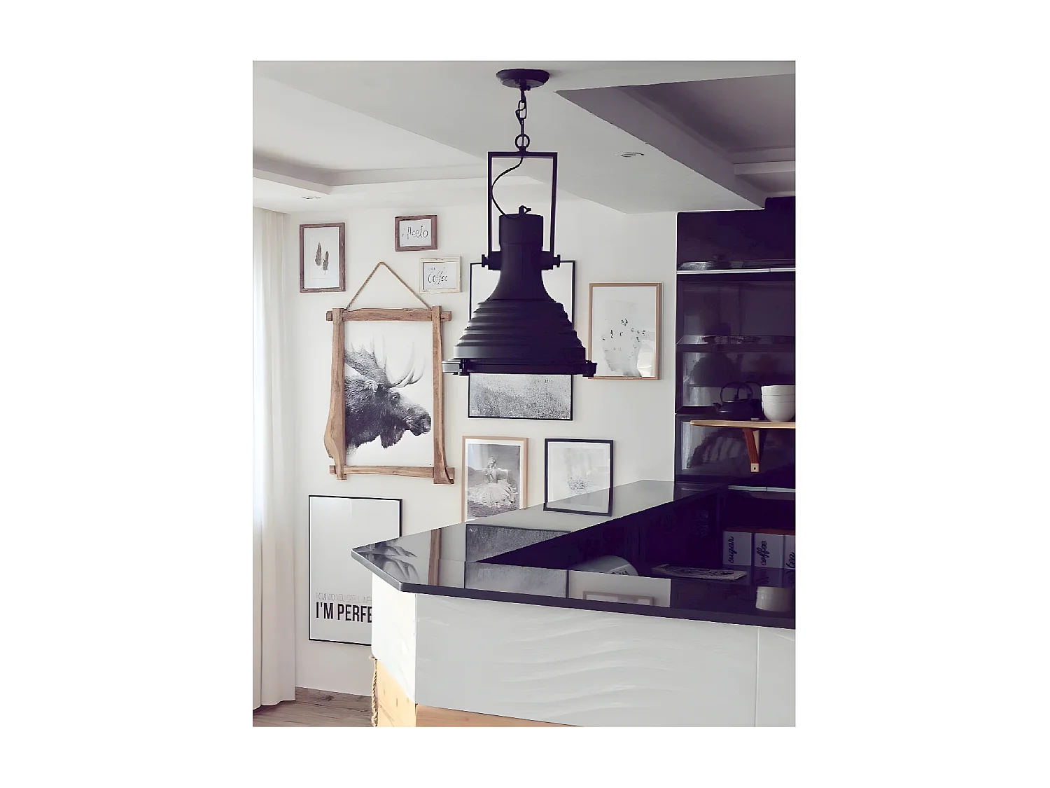 Candeeiro Suspenso Victor, Preto, 35x35x158 cm, EPIKASA