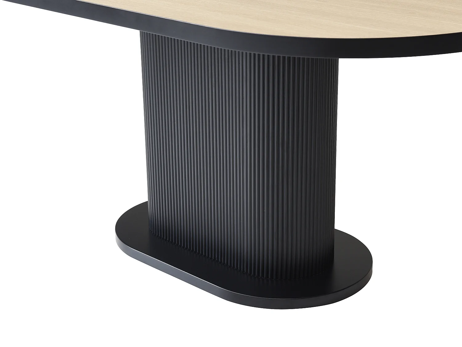 Table à manger 6 personnes en MDF - Naturel et Noir - CALIENO