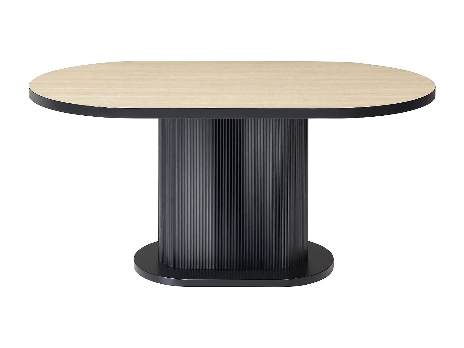 Table à manger 6 personnes en MDF - Naturel et Noir - CALIENO