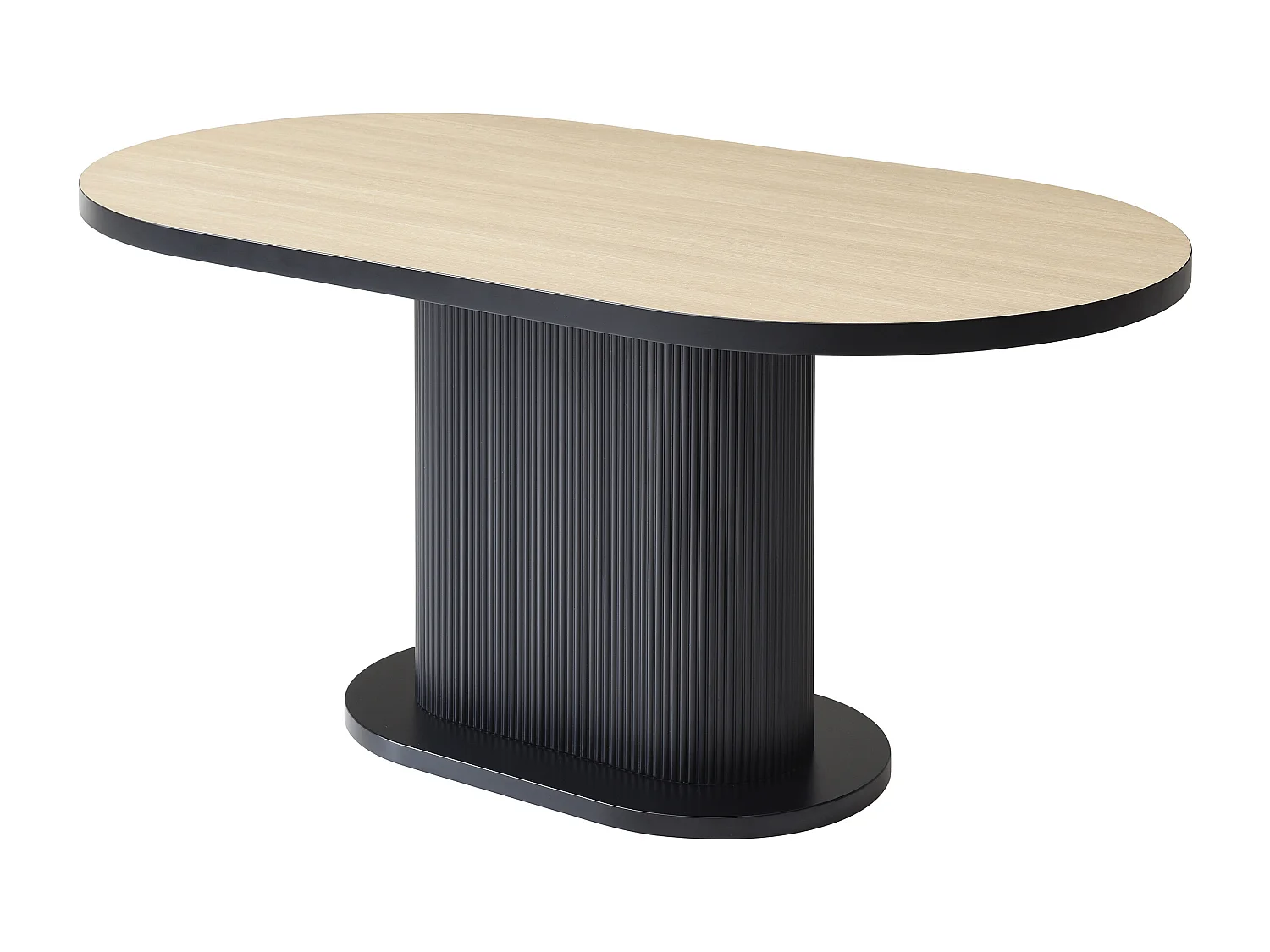 Table à manger 6 personnes en MDF - Naturel et Noir - CALIENO