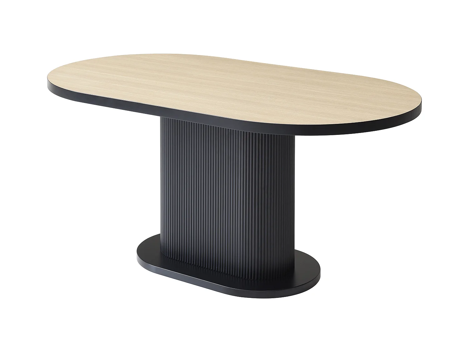 Mesa de comedor para 6 personas en MDF - Natural y Negro - CALIENO