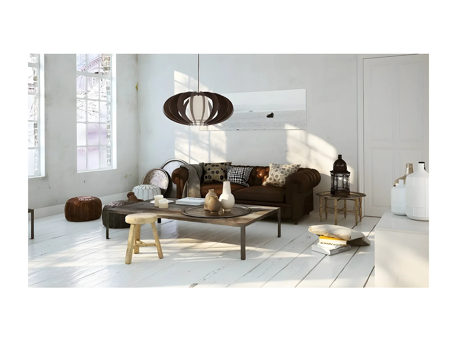 Candeeiro Suspenso Keiko, Wengué, 60x60x100 cm, EPIKASA