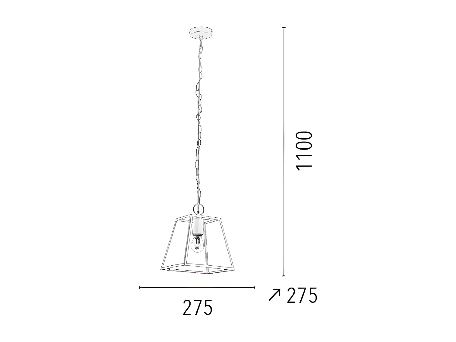 Candeeiro Suspenso Amata, Branco, 27,5x27,5x110 cm, EPIKASA