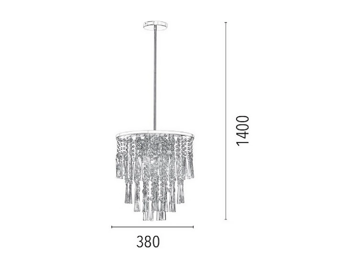 Suspension Luxoria, Argent, 38x38x140 cm, EPIKASA