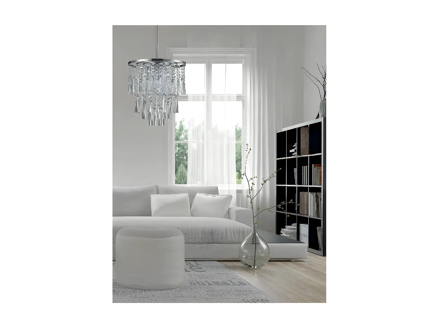 Suspension Luxoria, Argent, 38x38x140 cm, EPIKASA