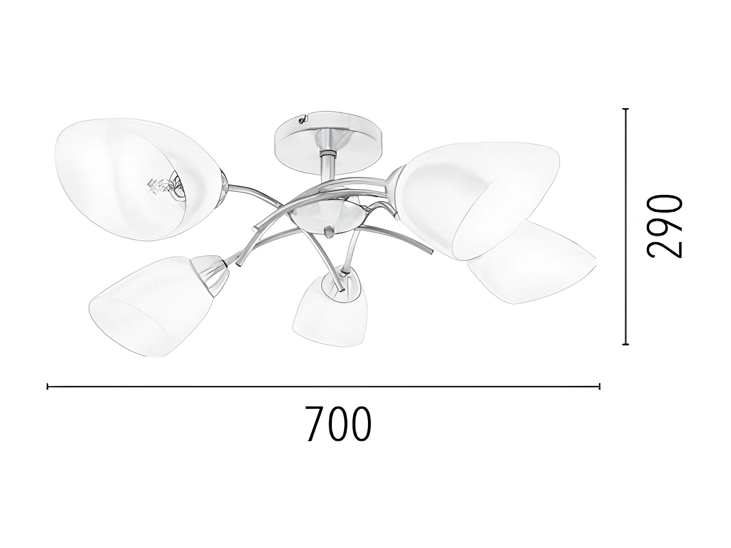 Lampada a Soffitto Viletta, Argento, 70x70x29 cm, EPIKASA