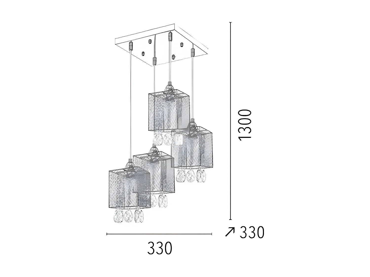 Lampa Wisząca Gracja, Srebrny, 33x33x130 cm, EPIKASA
