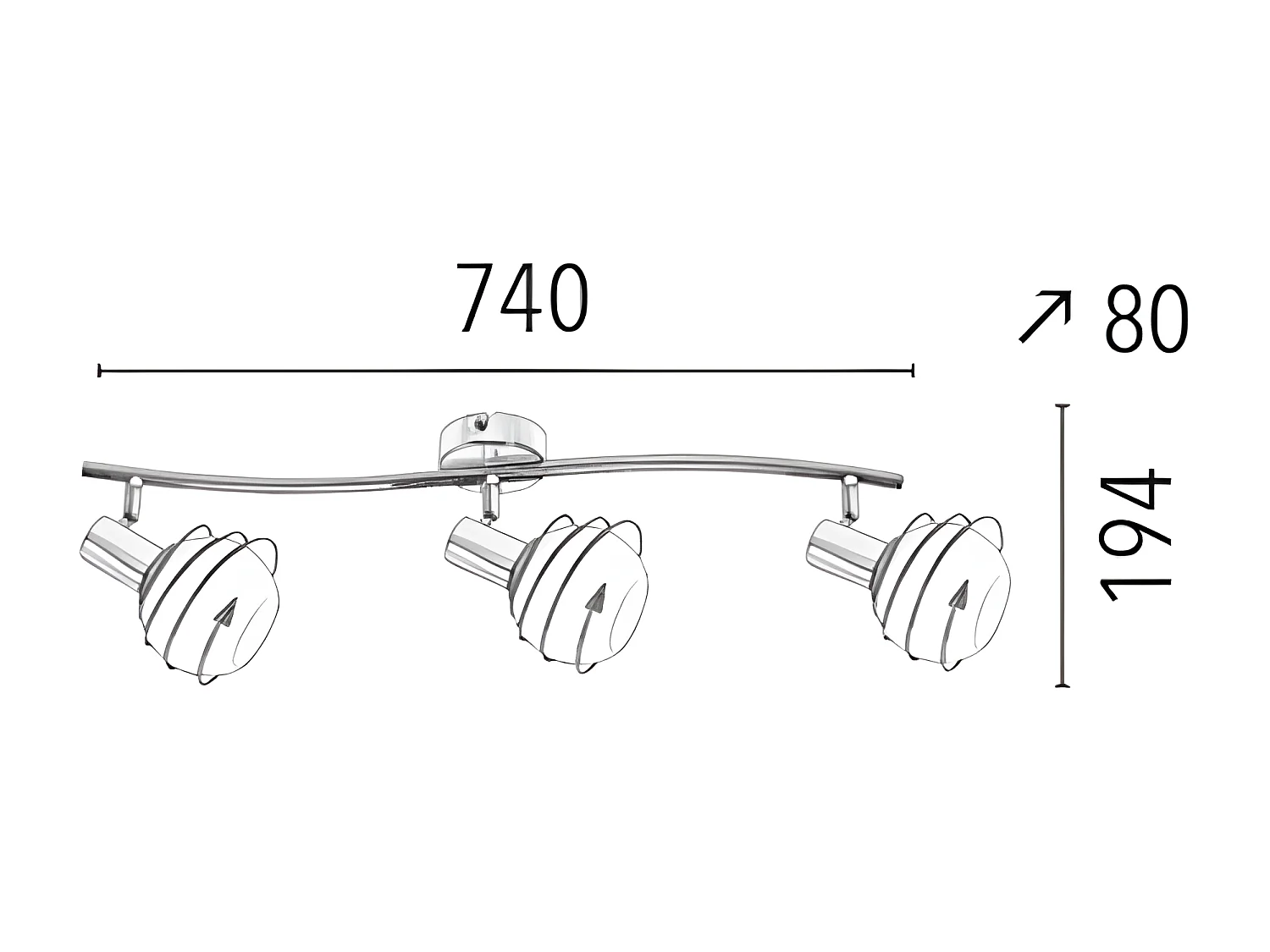 Candeeiro de Teto Daria, Prata, 74x8x19,4 cm, EPIKASA