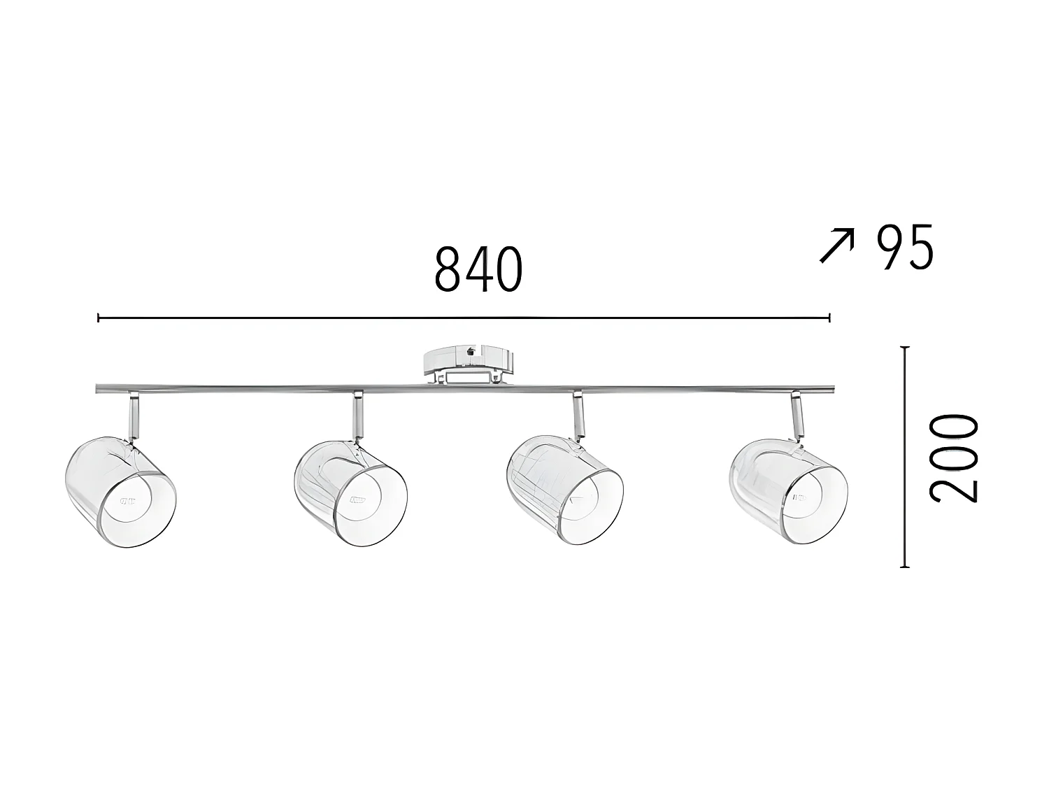 Candeeiro de Teto Olivia, Prata, 84x9,5x20 cm, EPIKASA