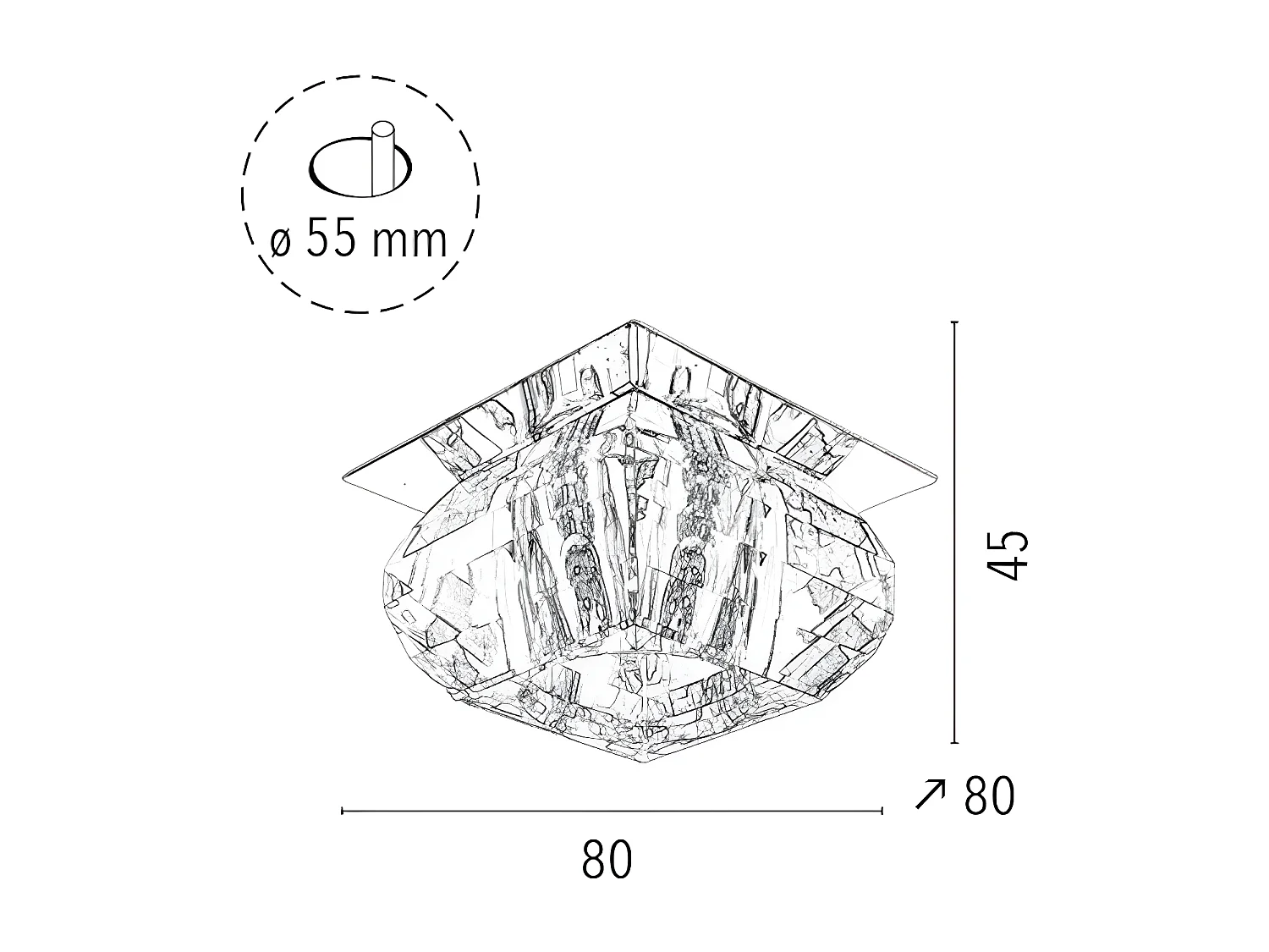 Spot d'Intérieur Cristaldream, Argent, 80x80x12 cm, EPIKASA