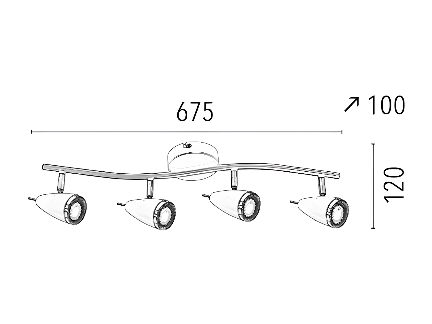 Candeeiro de Teto Linda, Branco, 67,5x10x12 cm, EPIKASA