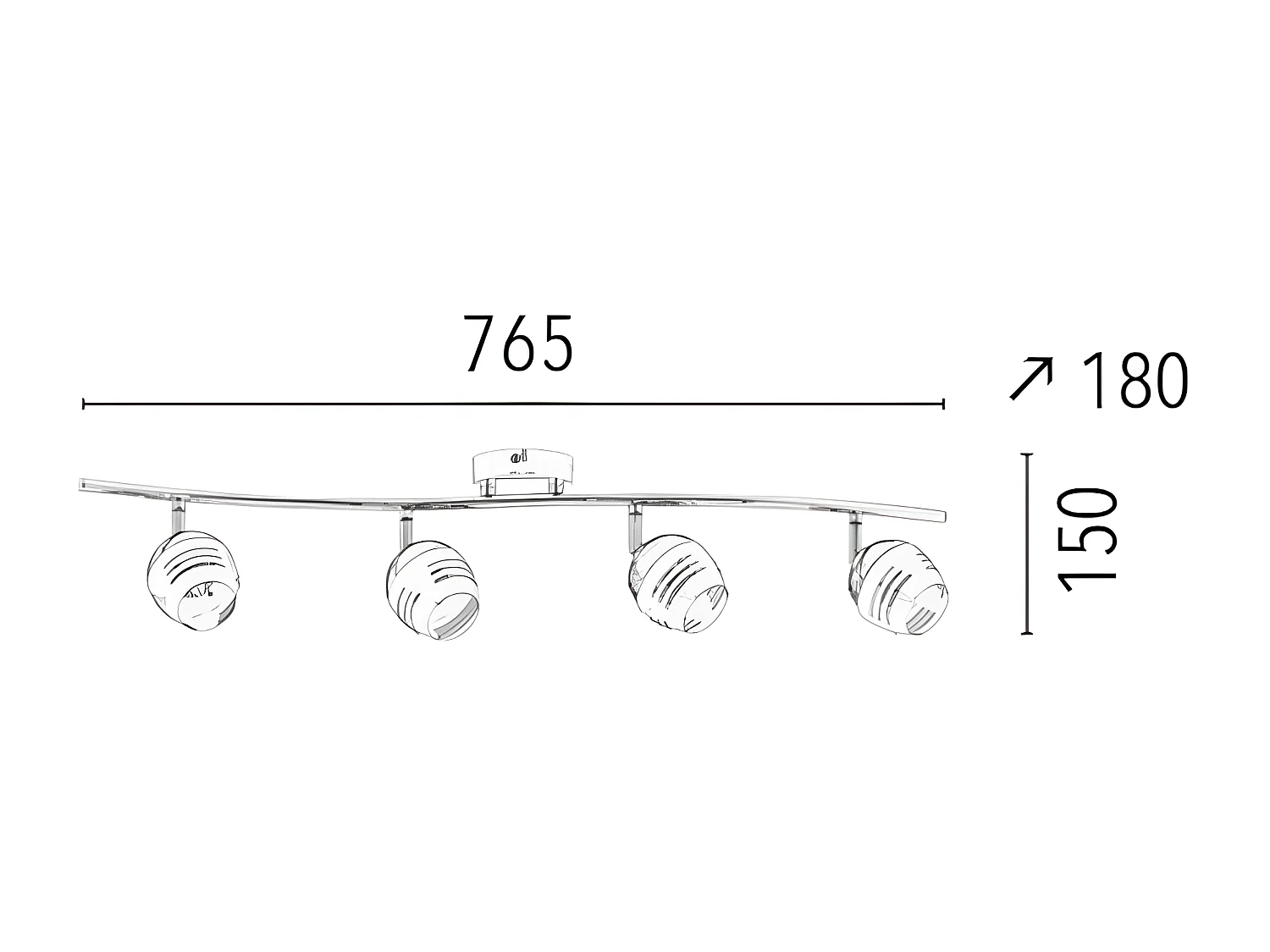 Candeeiro de Teto Hypnos, Prata, 76,5x18x15 cm, EPIKASA
