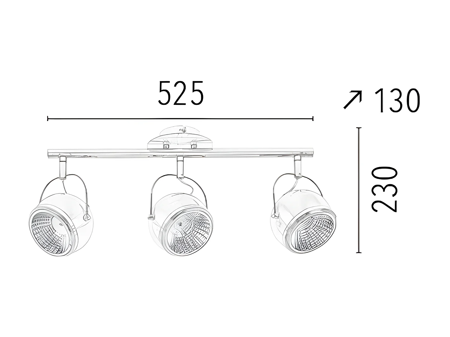 Candeeiro de Teto Ball, Prata, 52x13x23 cm, EPIKASA