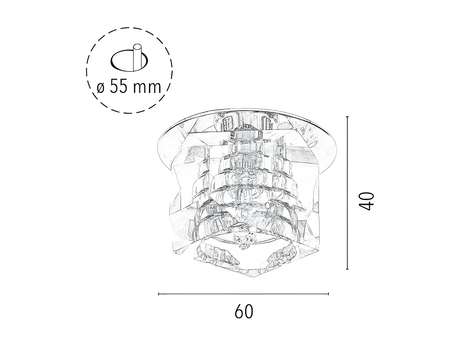 Candeeiro de Teto Cristaldream, Prata, 6x6x4 cm, EPIKASA