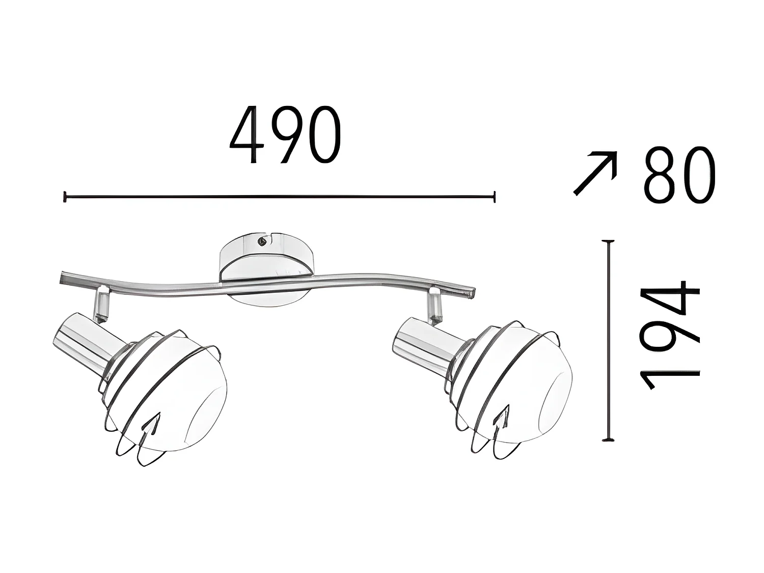 Plafonnier Daria, Argent, 49x8x19,4 cm, EPIKASA