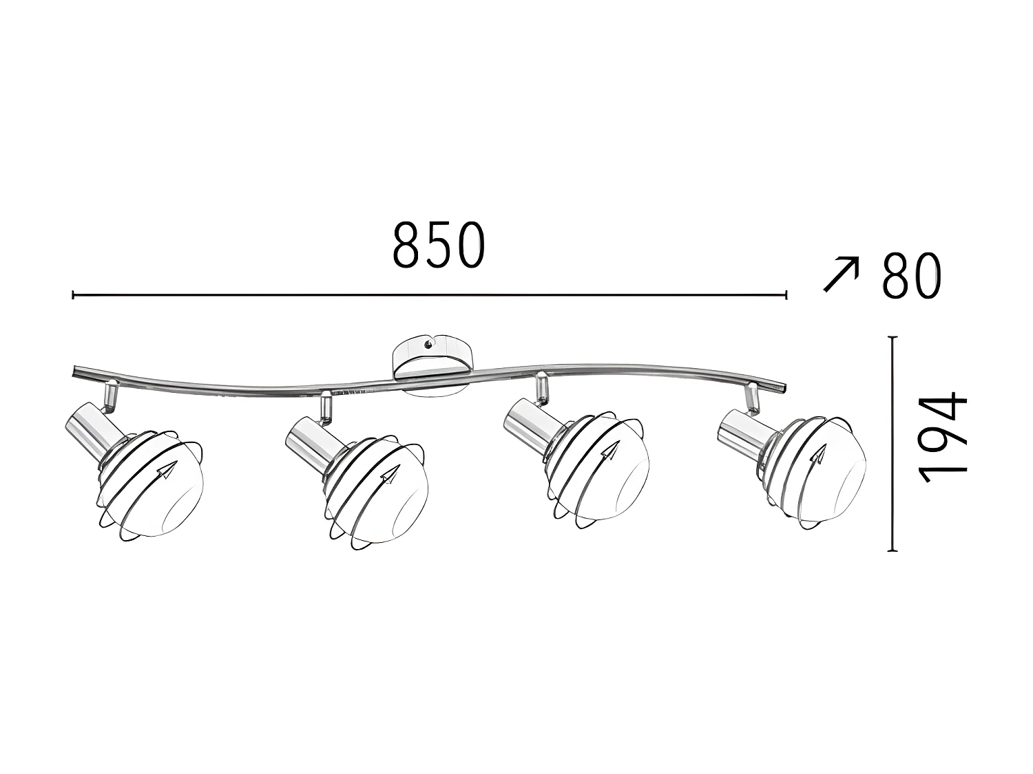 Candeeiro de Teto Daria, Prata, 85x8x19,4 cm, EPIKASA
