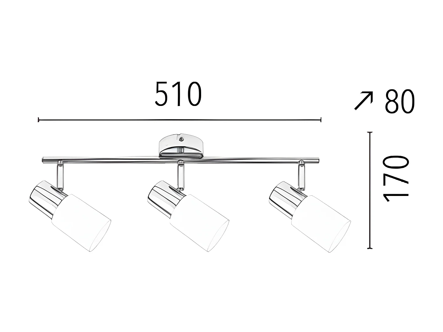 Plafonnier Kira, Argent, 51x8x17 cm, EPIKASA