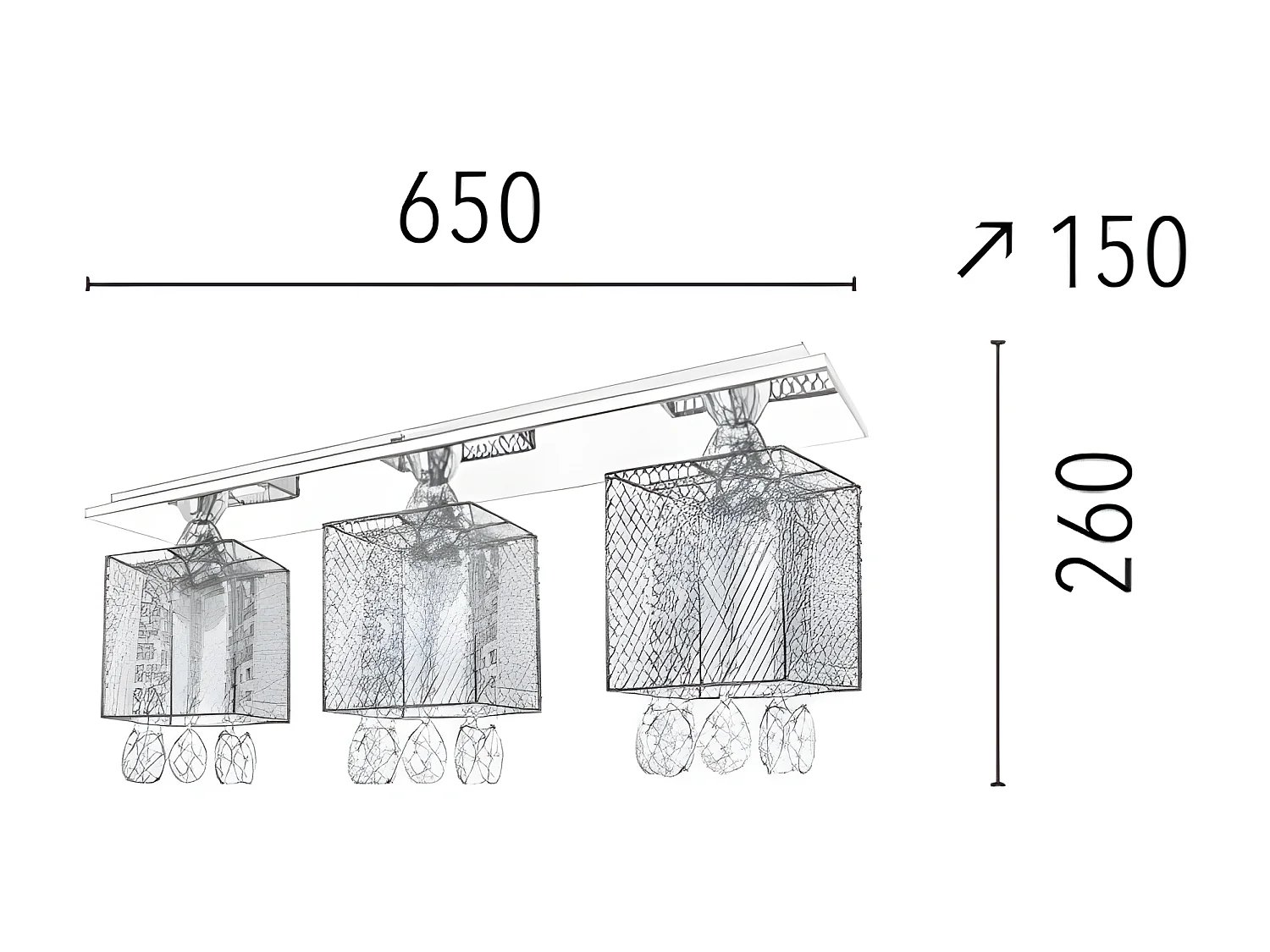 Candeeiro de Teto Gracja, Prata, 65x15x26 cm, EPIKASA