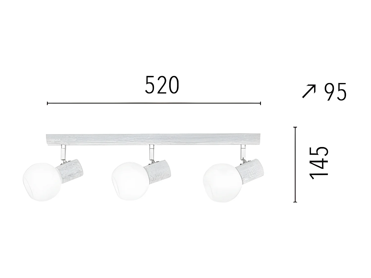 Lámpara de Techo Karin, Roble, Cromo, Blanco, 52x9,5x14,5 cm, EPIKASA