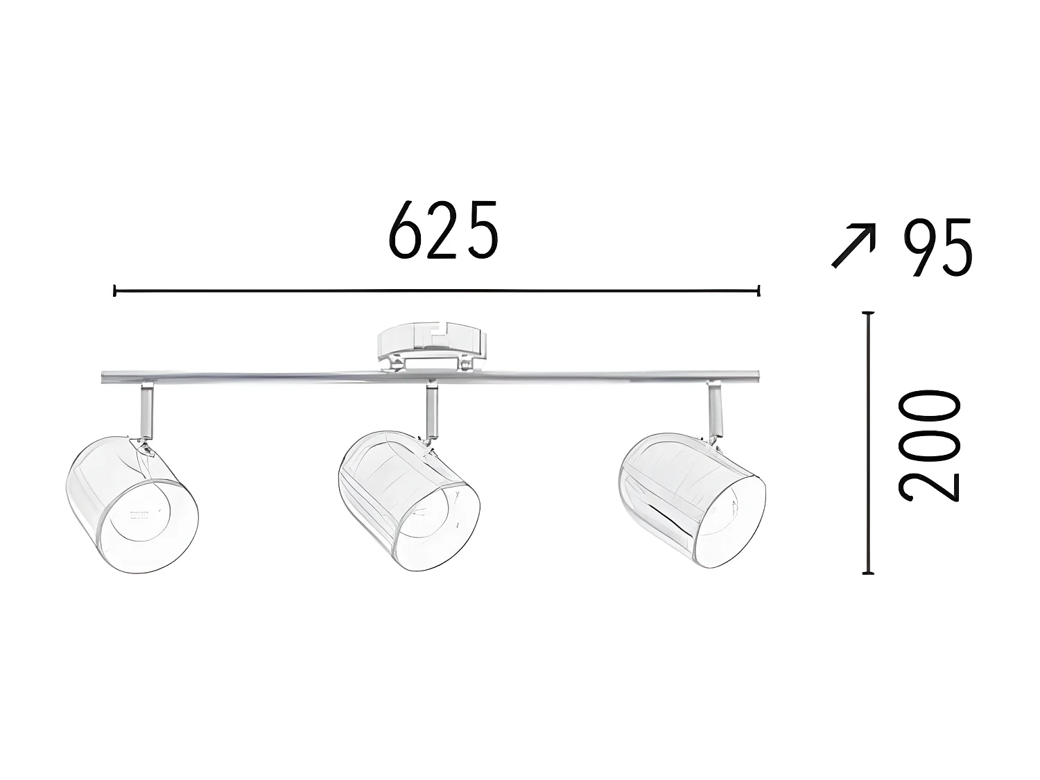 Plafonnier Olivia, Argent, 62,5x9,5x20 cm, EPIKASA