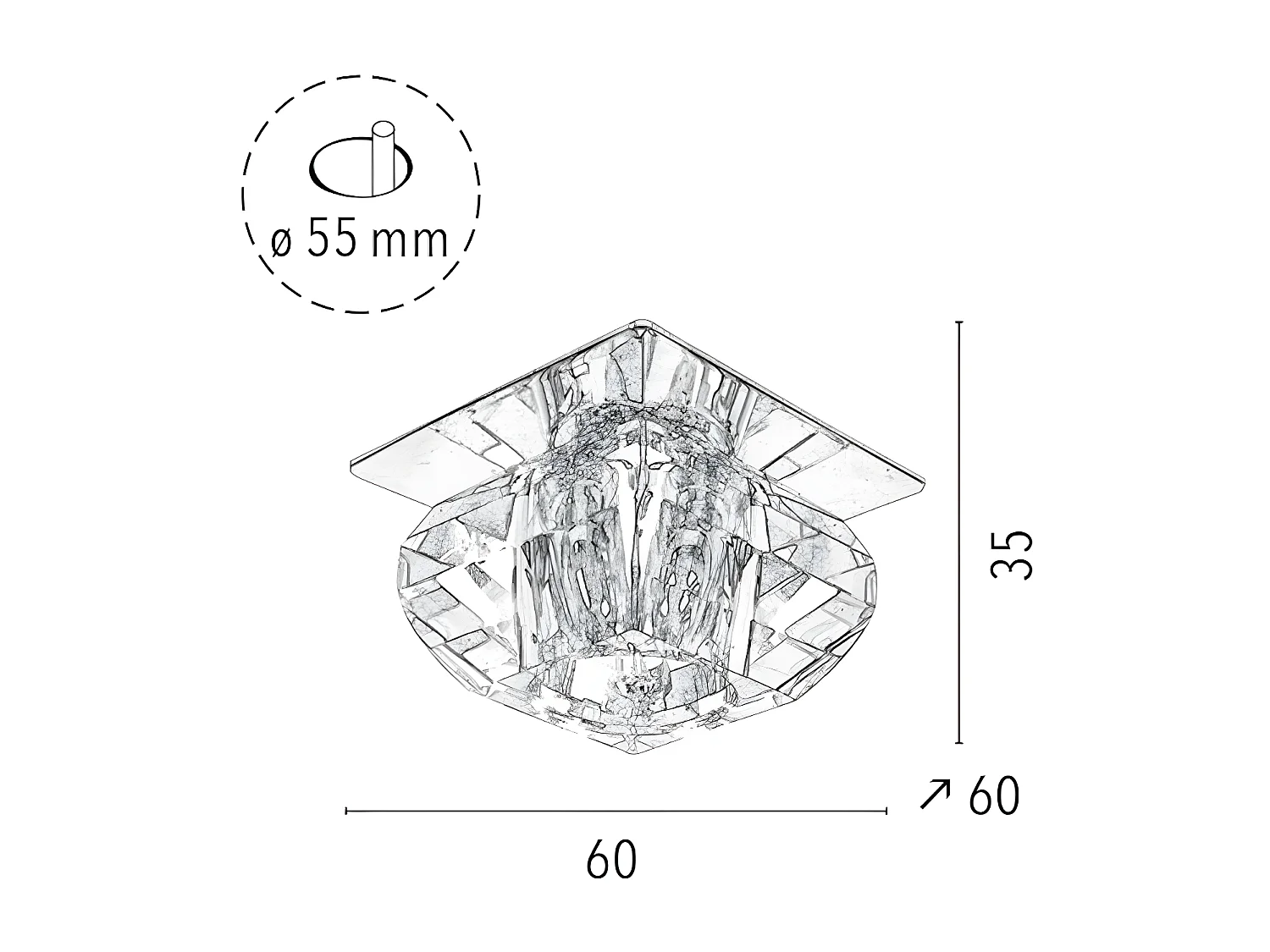 Spot d'Intérieur Cristaldream, Argent, 60x60x35 cm, EPIKASA