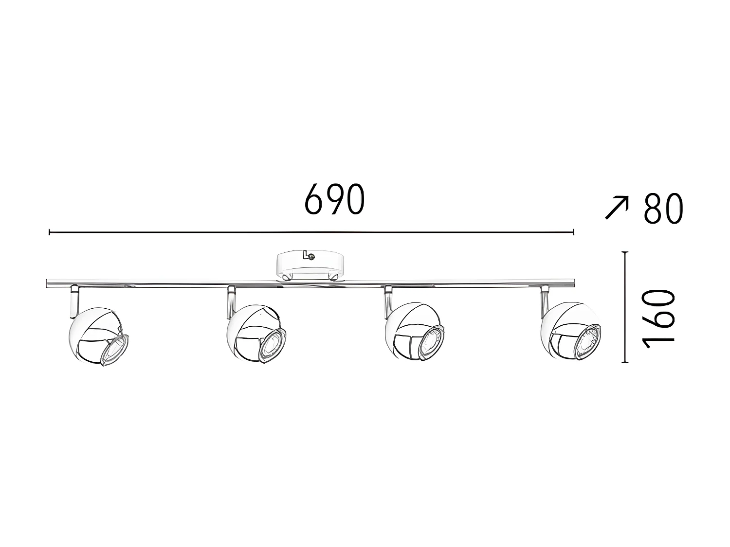 Plafonnier Bianca, Noir, 69x8x16 cm, EPIKASA