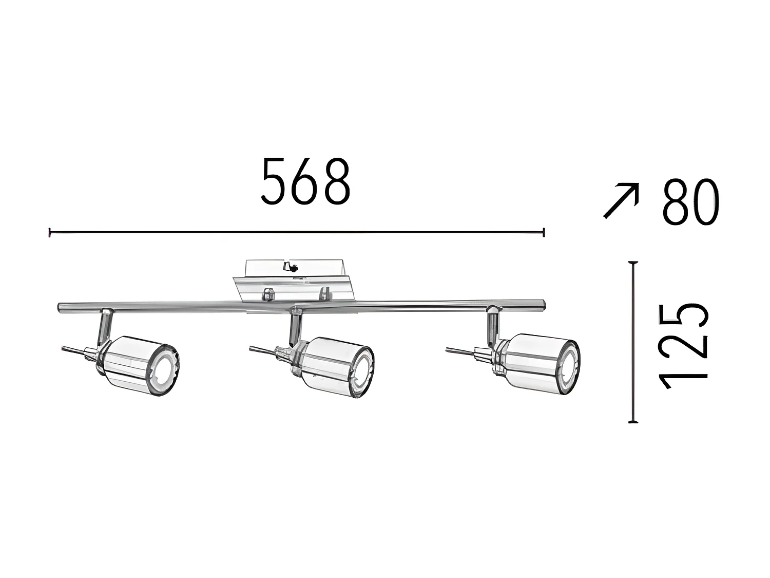 Plafonnier Vera, Laiton, 56,8x8x12,5 cm, EPIKASA