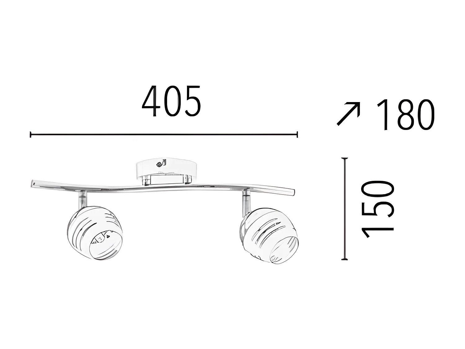 Plafonnier Hypnos, Argent, 40,5x18x15 cm, EPIKASA