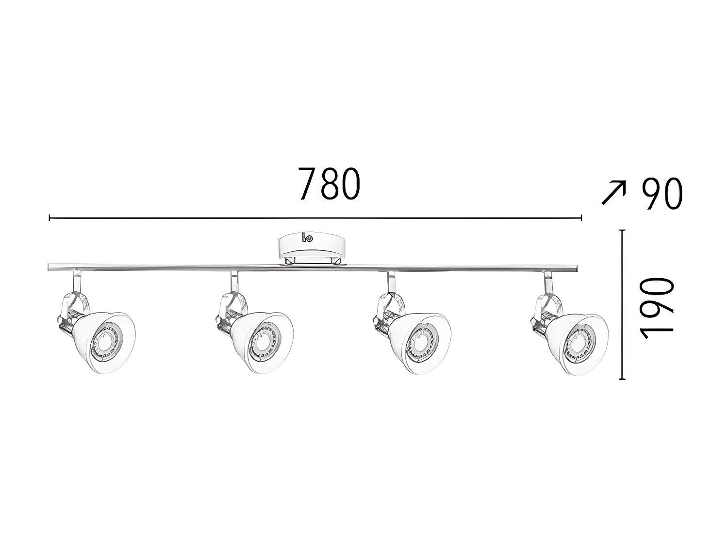 Plafondlamp Anita - Zwart - 78x9x19 cm - EPIKASA