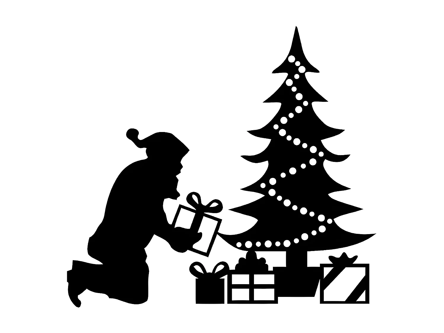 Decoração em Metal Pai Natal, Preto, 90x1,5x82 cm, EPIKASA